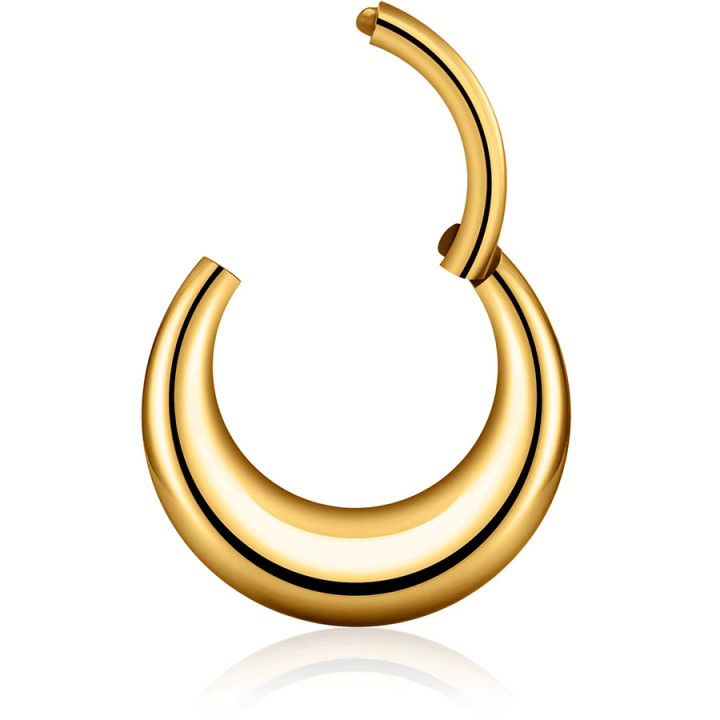 Tytanowy piercing septum, kolczyk koloru złotego, clicker
