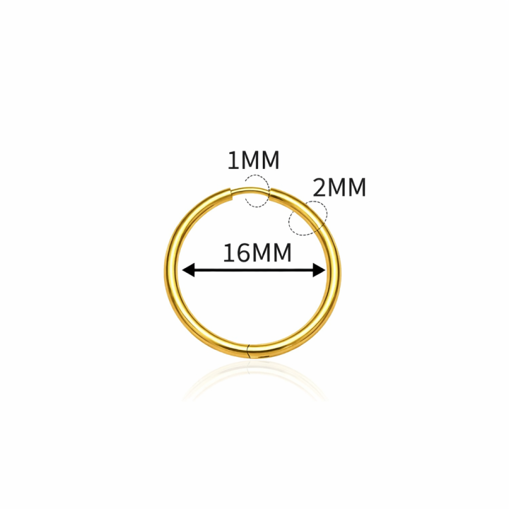 Tytanowe kółka, kolczyki z tytanu koloru złotego rozmiar 16mm