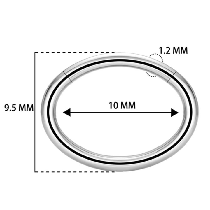 Owalne kółko do piercingu wykonane z tytanu rozmiar 10mm