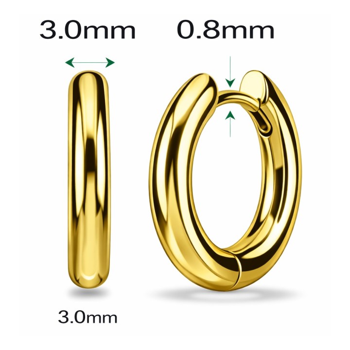 Cocr NF BG Kolczyki 0,8mm koła grubości obręczy 3mm - przykład pomiarów.