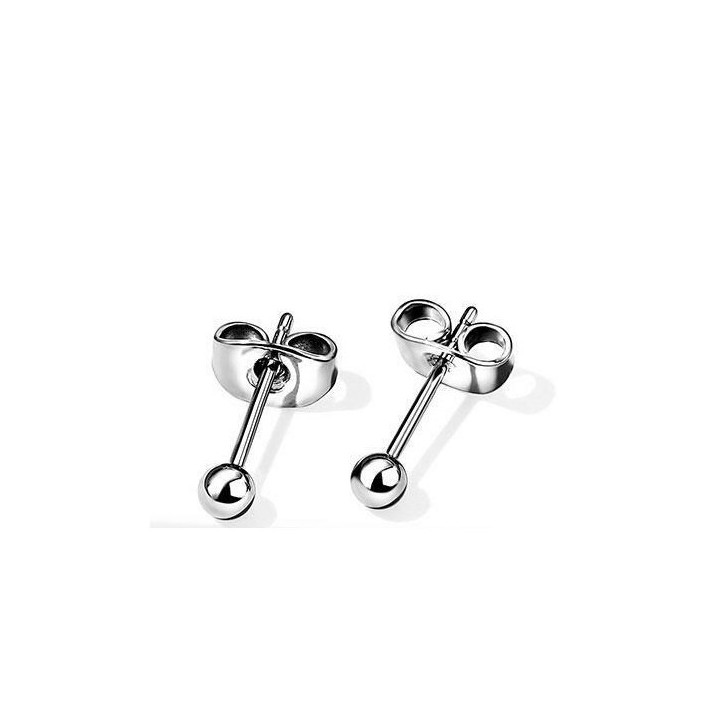 Tytanowe kolczyki sztyft kulki - srebrne 3mm
