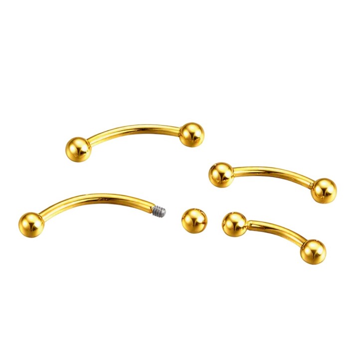 Złote kolczyki banany o grubości pręta 1,6mm (14G)