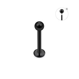 Tytanowy labret gwintem (0,9mm) Kolor czarny, z kulką 3mm