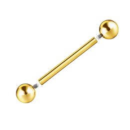 Złota tytanowa sztanga 1,6mm z gwintem wewnętrznym 1,2mm i odkręcanymi kulkami 5mm