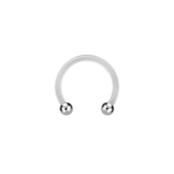 Piercing podkowa z Bioplastu z odkręcanymi tytanowymi kulkami.