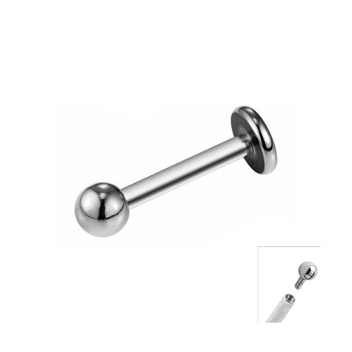 Tytanowy labret gwintem (0,9mm)  z kulką 3mm