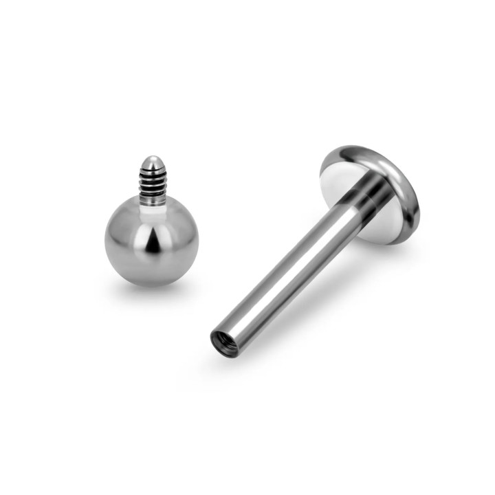 Tytanowy labret gwintem (0,9mm)  z kulką
