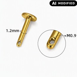 Tytanowy pret labreta z bocznym gwintem (0,9mm) Kolor złoty.