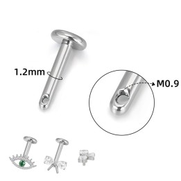 Tytanowy pret labreta z bocznym gwintem (0,9mm) Kolor tytanowy.
